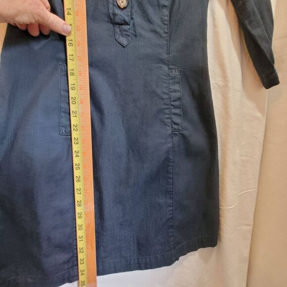 Boden Denim Shirt Dress Shift Womens 4 Dark Wash Long Sleeve Casual Button Knee - Picture 13 of 13